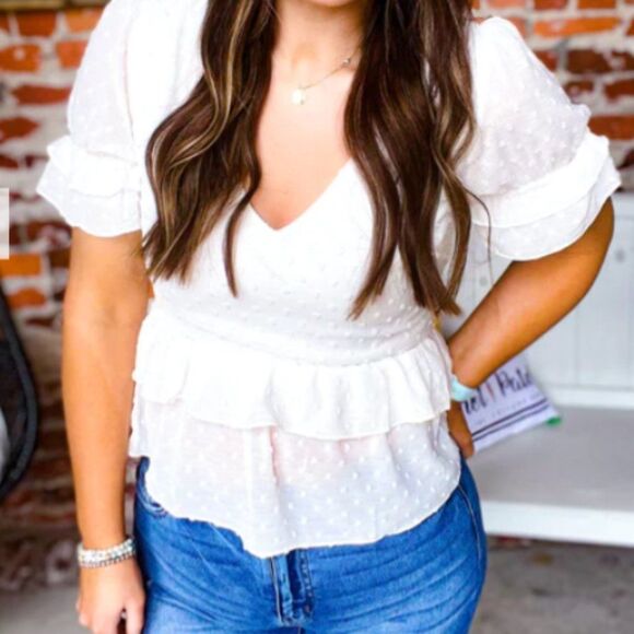 WHITE TOP SWISS DOT LACE UP - Picture 7 of 10